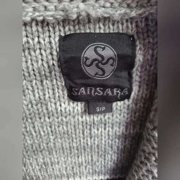 Sansara Gray Shawl Collar Wool Blend Button-Up Cardigan Size Small - Picture 3 of 7